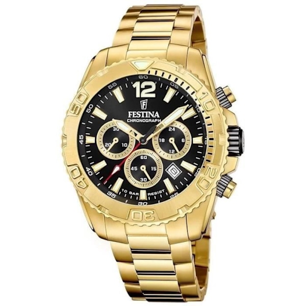 Ur - FESTINA - Timeless F20684/4 - Mand - Kvarts - Sort - Rustfrit stål - Guld Guld