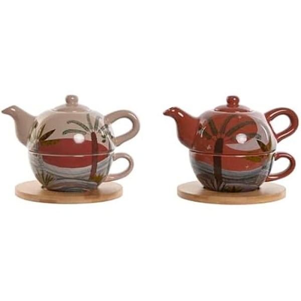 Teekannu - HOME ESPRIT - 750 ml - Dolomiitti - Monivärinen - 2 kpl Flerfärgad