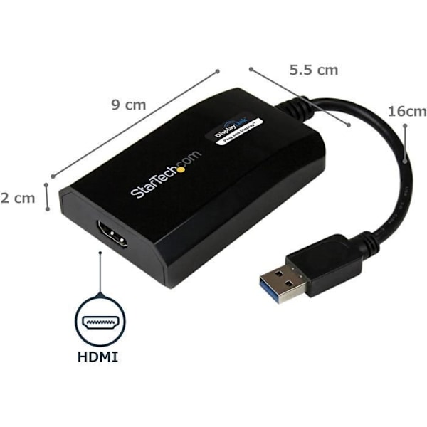 StarTech.com USB 3.0 - HDMI -sovitin Macille / PC: lle - DisplayLink-sertifioitu ulkoinen näytönohjain - 1080p (USB32HDPRO)
