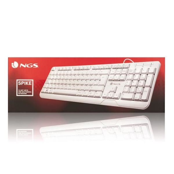 USB-tangentbord - NGS - Spike - QWERTY - 12 multimediatangenter - Kabelansluten - Vit