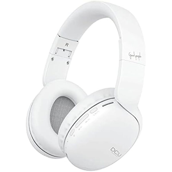 DCU TECNOLOGIC | Bluetooth headset | Foldelige hovedtelefoner | Trådløs | Håndfri | Multifunktion SD og FM radio | Hvid Vit