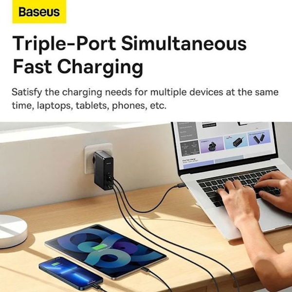 Baseus GAN 5 Pro 140 W PD QC4.0 seinälaturi MacBookille / kannettavalle tietokoneelle iPhone + 240 W kaapeli