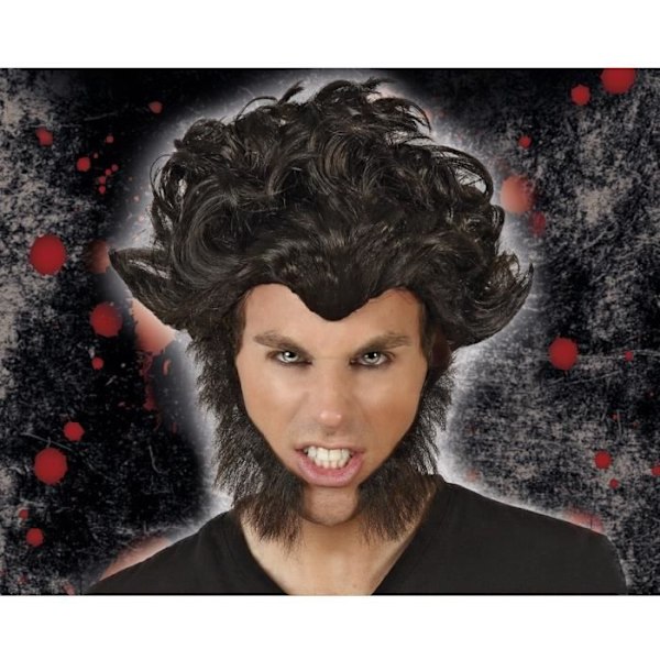 Varulvsperuk med favoriter - ATOSA - Halloween - Vuxna män Svart Grå Grå