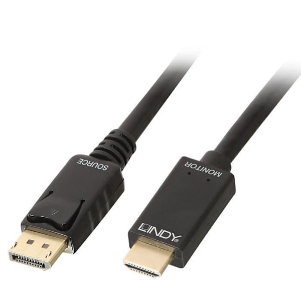DisplayPort til HDMI 4K30-kabel (DP:passivt) - LINDY - 3m - Sort - 3D-transmission - HDCP
