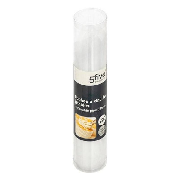 Engangssprøjteposer - FEM - Sæt på 20 - 20 cm - Inkluderer 4 metaldyser - wienerbrød Transparent