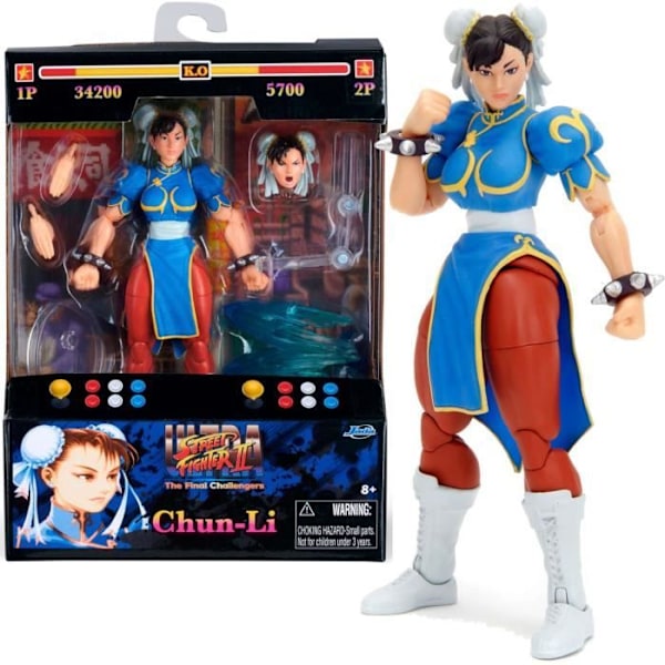 Street Fighter Chun-Li samlarfigur - JADA TOYS - rörlig leksak med tillbehör Brun, grå, blå, gul