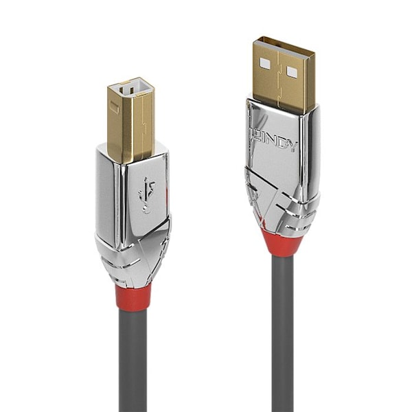 USB 2.0 tyypin A–B kaapeli - LINDY - Cromo Line - 0,5 m - Kaksoissuojattu - Kullatut koskettimet