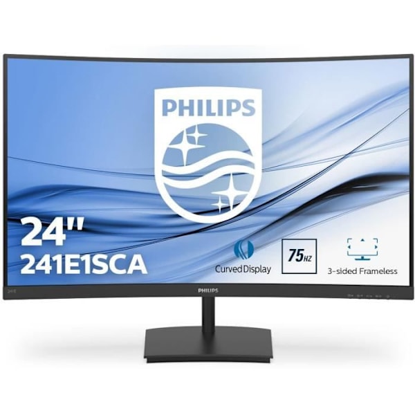 Buet pc-skærm - PHILIPS 241E1SCA - 24" FHD - VA panel - 4ms - 75Hz VGA / HDMI - FreeSync
