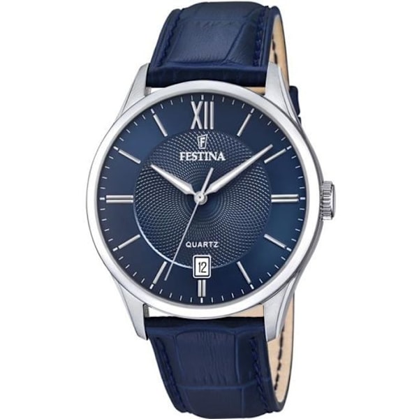 Herreur FESTINA - Blå læder - Vandtæt 5 ATM - Kvartsur Blå