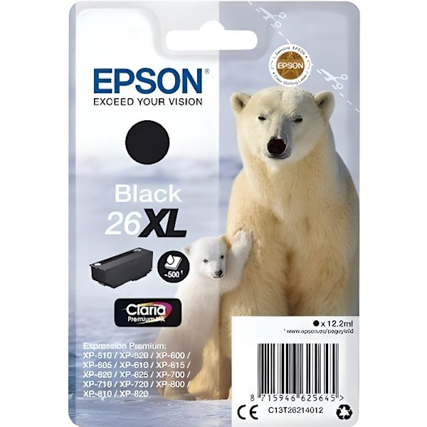 EPSON Cartridge T2621 - Isbjørn - Sort XL