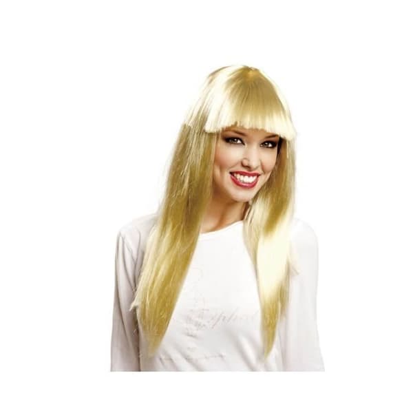 Lång blond fransperuk - Kostymaccessoar - Dam - Gul Blont hår