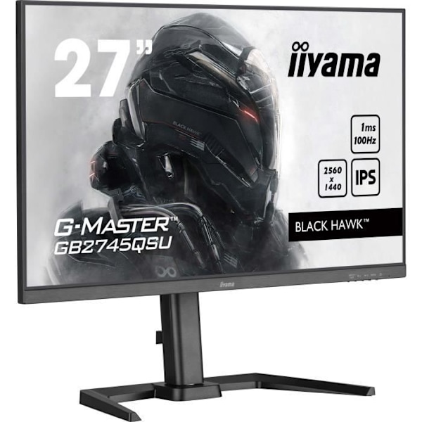 PC-skærm - IIYAMA - GB2745QSU-B2 - 27" QHD - IPS - 100Hz - 1ms - HDMI/DP/USB HUB - Justerbar fod + Drejefunktion - Højttalere - Sort