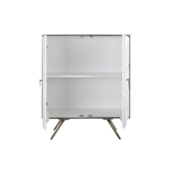 senkki harmaa kullanvalkoinen messinki mangopuu (93 x 41 x 114 cm)