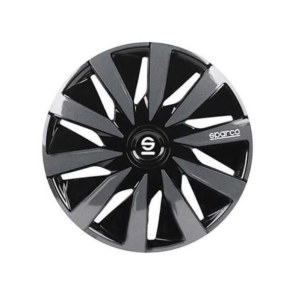 Sparco Lazio 14" sorte og grå navkapsler - Sæt med 4 - SPARCO licens - Undersøgt design og kvalitetsfinish svart och grått
