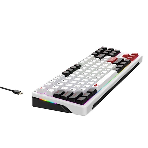 Spilkeyboard med RGB-lys 1,8 m, 200 mA - Havit (KB902L) - Sort/Hvid/Rød