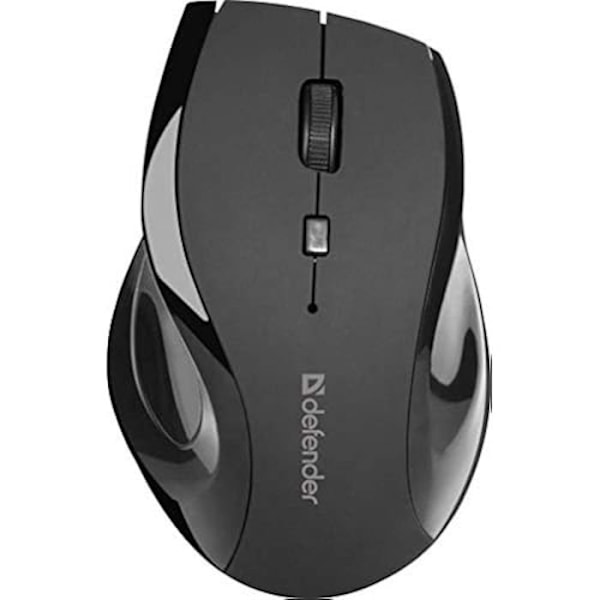 Trådløs Optisk Mus - DEFENDER - Model 6D - 800/1200/1600 dpi - Ergonomisk - Holdbart Gummi Sort