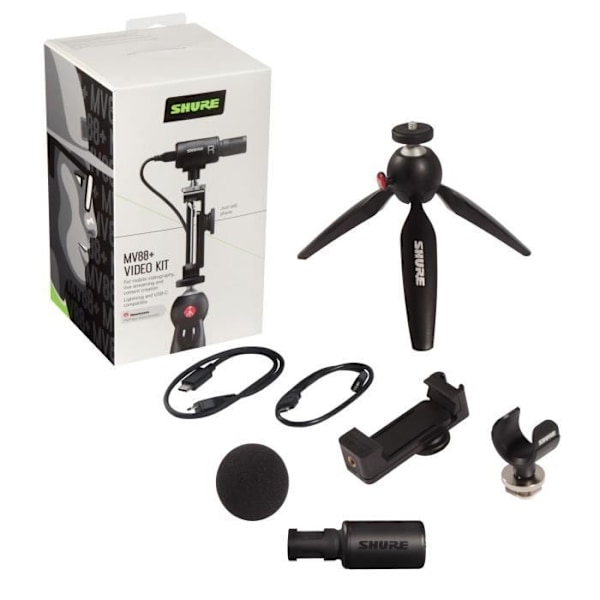 SHURE MV88+DIG-VIDKIT - Streaming - Stereo digital kondensatormikrofon til Apple og Android