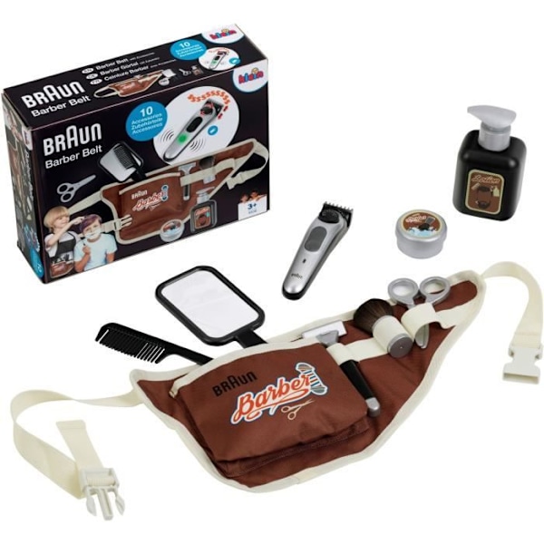 Barberbälte - KLEIN - 5838 - Med elektrisk trimmer och tillbehör - Från 3 år Brun, beige, svart, grå