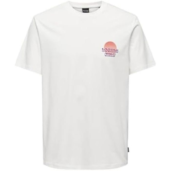 Miesten T-paita - ONLY & SONS - Onskye Reg Photo SS Tee - Valkoinen - Lyhyet hihat - Pyöristetty kaulus - XL