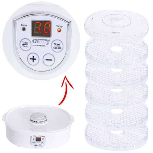 Champignon, urter og fødevarer dehydrator Camry CR 6659 hvid