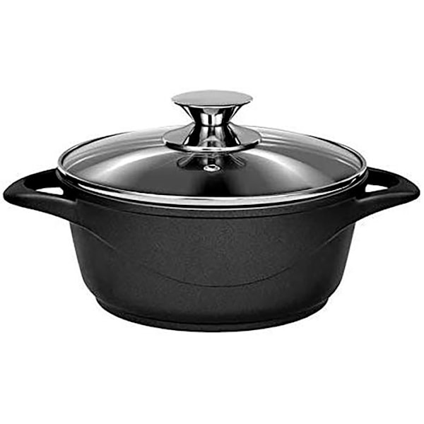 Induktionskastrullset 6 delar Aluminium Gjutjärn, 3 Kastruller, Lock Smile MGK-18 Svart 1004673