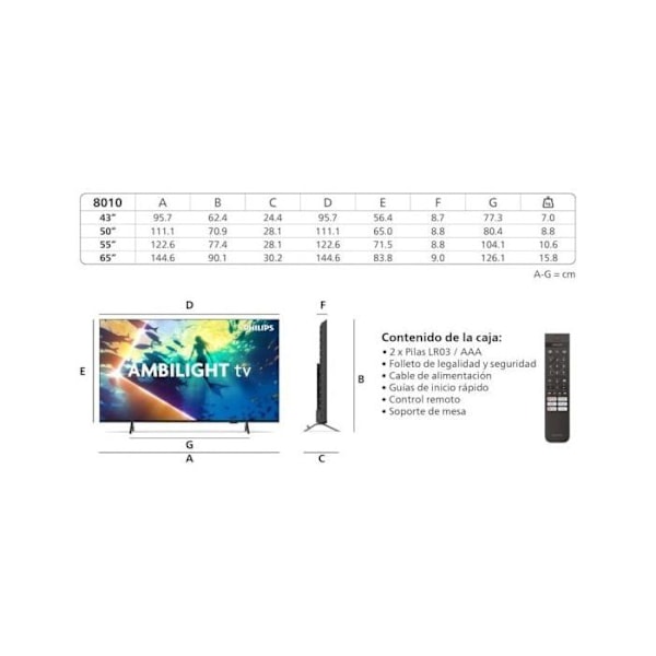Philips 43PUS8010 43? 4K Ambilight Smart TV Dolby Atmos Titan OS