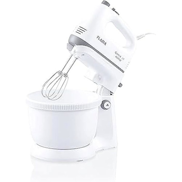 Flama Mixer og ælter med roterende skål 1417FL, 400 W, hvid, 5 hastigheder, 3,4 l kapacitet, turbofunktion, aftagelig