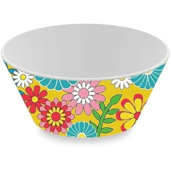 Salladsskål - VERSA - Blommor modell - Gul - RPET polyeten - Ø 10,9 cm Flerfärgad