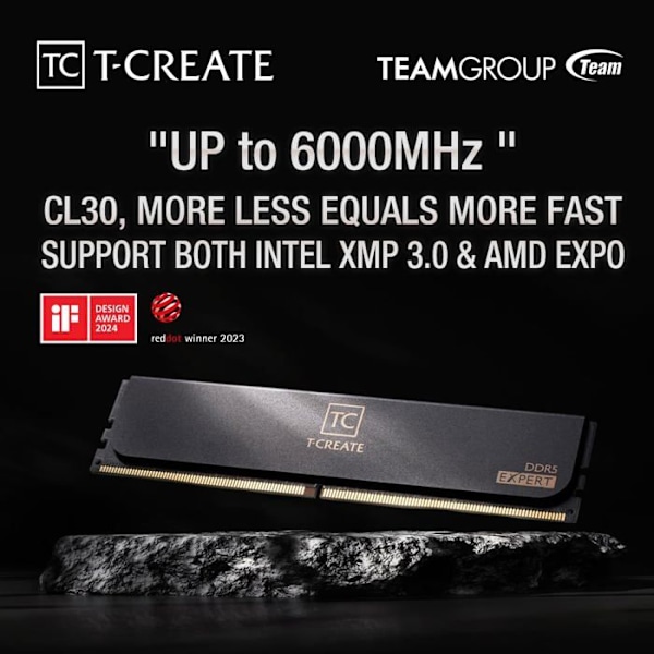 RAM DDR5 - TEAMGROUP - T-Create Expert CL30 - 2 x 16 Go - 6000 MHz - Elinikäinen takuu