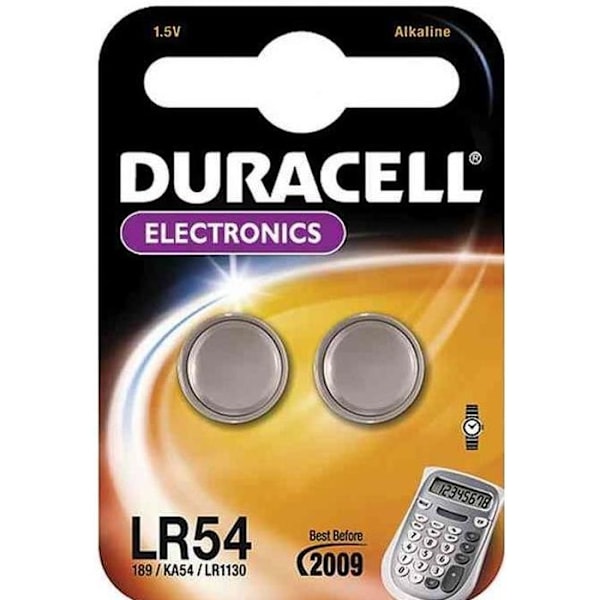 Läpipainopakkaus, jossa 2 kpl Electronics LR54 1,5 voltin alkaliparistoa