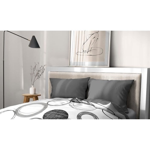 Sæt med 2 pudebetræk - HOME LINGE PASSION - 50 x 70 cm - Mørkegrå KOLGRÅ