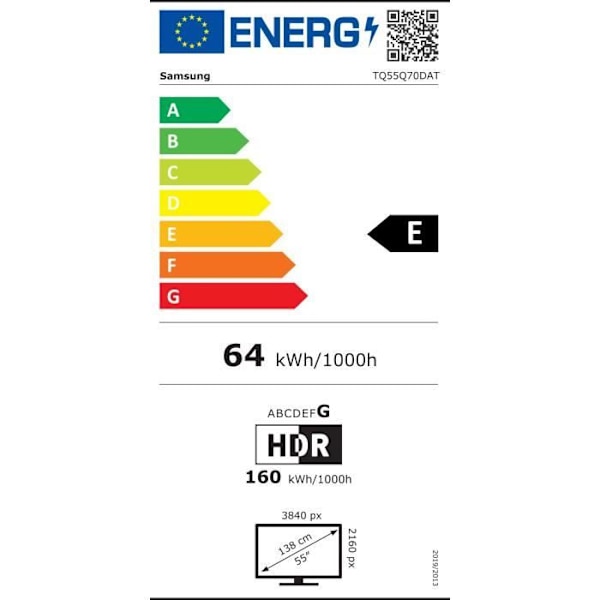 Samsung 55Q70D - 55" (140 cm) QLED TV - 4K UHD 3840x2160 - 120 Hz - HDR - Smart TV - Gaming HUB - 4xHDMI - WiFi