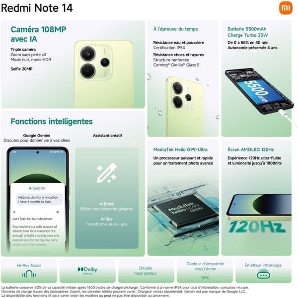 Xiaomi - Redmi Note 14 - 256 Gt - Vihreä Grön