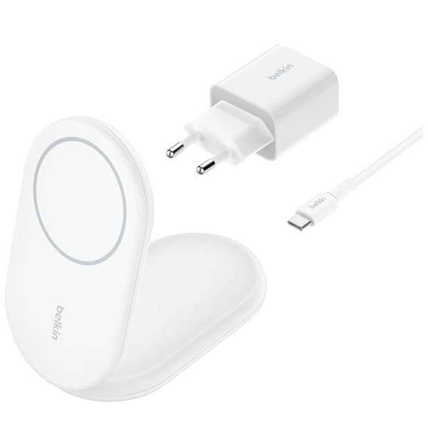 Trådløs oplader - BELKIN - BOOSTCHARGE Qi2 - 15W - Magnetisk - Hvid Hvid