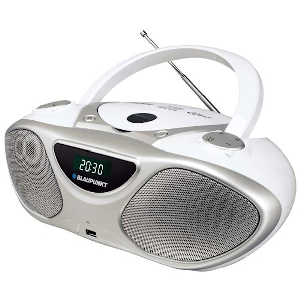 Blaupunkt BB14WH, 2 W, CD-optager, Argent, Hvid, LCD, Strøm, Batteri, 230 mm Hopeaa, Valkoista