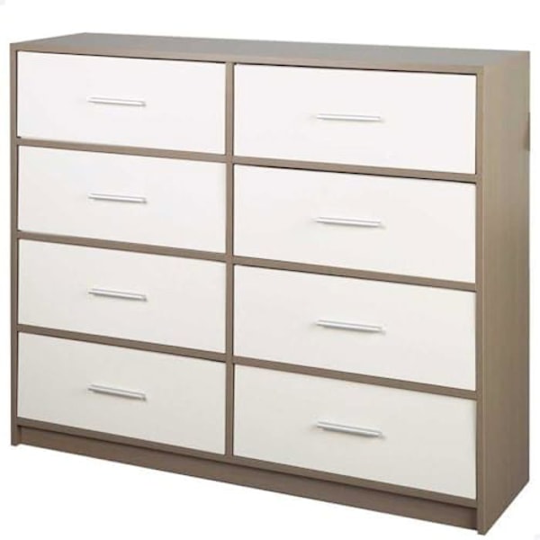 Kommode - AKTIVE - 114x30x92 cm - 5 skuffer - Moderne design - Praktisk og holdbar Grå hvid