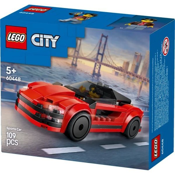 LEGO City 60448 Röd sportbil - Byggleksak för pojkar från 5 år och uppåt Röd