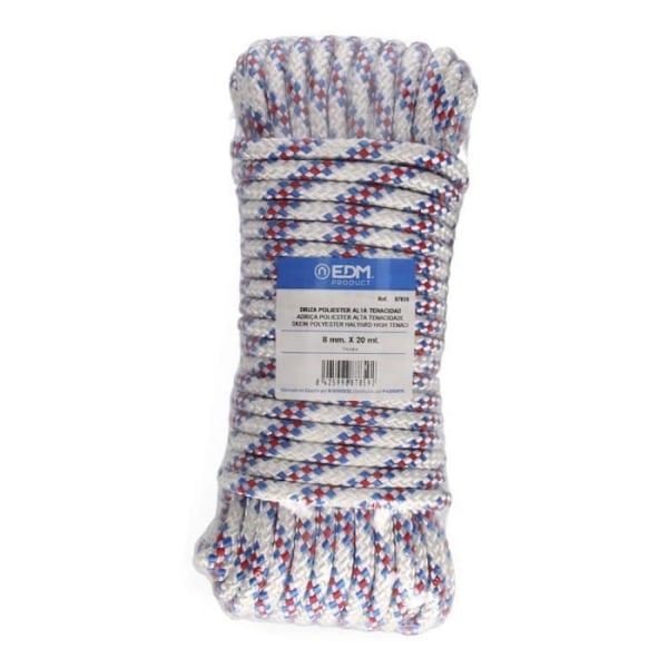Polyester Snor - EDM - Tricolor - 20 m - Kaliber 8 mm - Høj Tænkraft