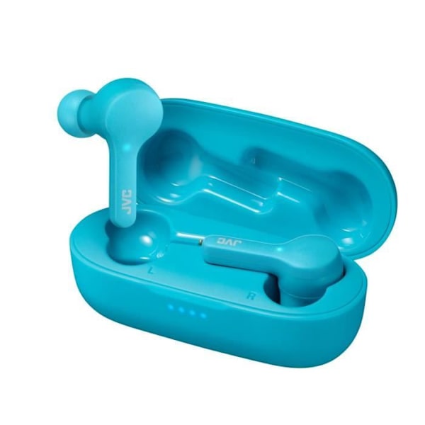 JVC HA-A7T Blue - True Wireless IPX4 in-ear-hörlurar - Bluetooth 5.0 - Inbyggd mikrofon - 6 + 9 timmars batteritid - Box