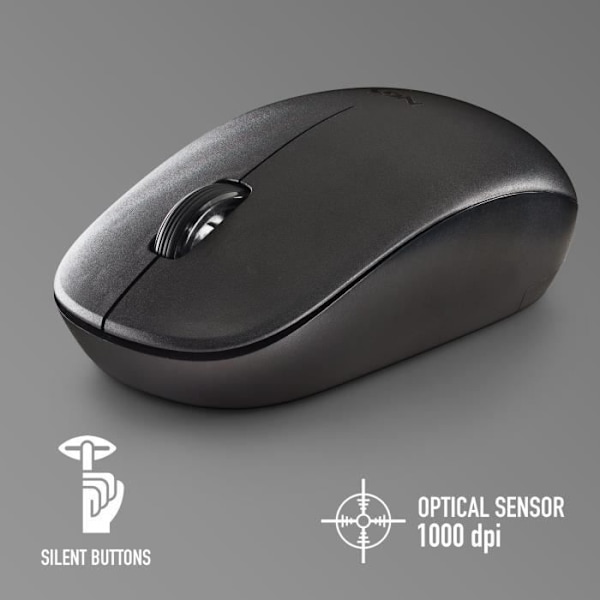 Trådlös optisk mus - NGS - FOG PRO BLACK - 1000 DPI - Tysta knappar - Nano USB