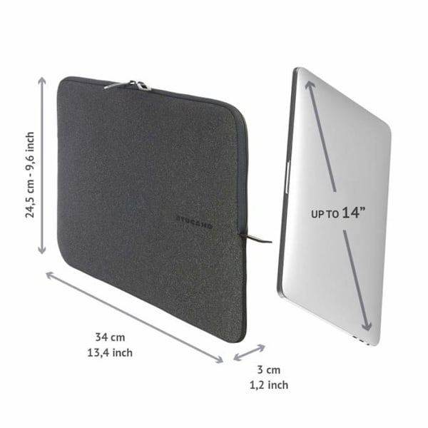 Laptop sleeve - Tucano - Second Skin Melange - 14 inches - Black - Mixed protection sort