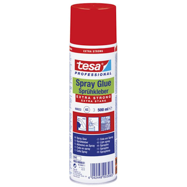Liimaspray - TESA - Extra Strong - 500 ml - Punainen - Nopea levitys Rött och mångfärgat