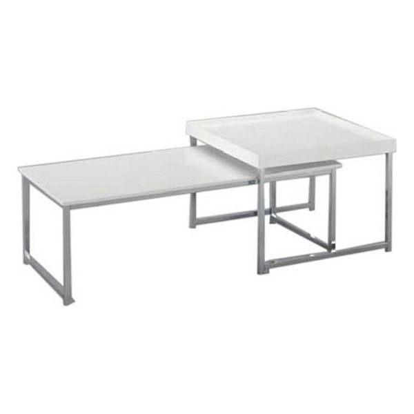 Soffbord - DKD Home Decor - Rektangulär - Stål - MDF Trä - Vit/Silver vit/silver