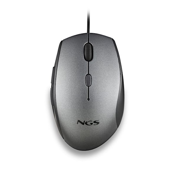 NGS MOTH GREY: Ergonomisk mus med lydløse knapper. Højrehåndet. DPI: 800/1200/1600. Grå.