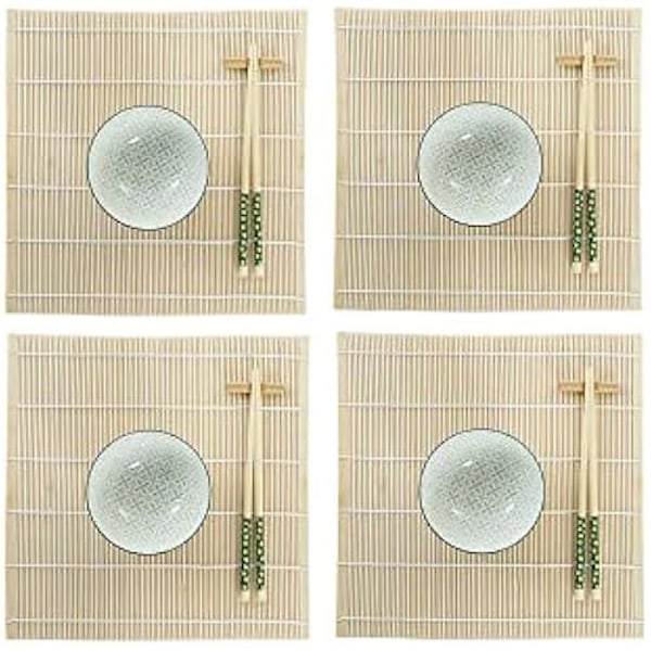 Sushisæt - DKD Home Decor - Grøn - Bambus og stentøj - 14,5 x 14,5 x 31 cm Grön