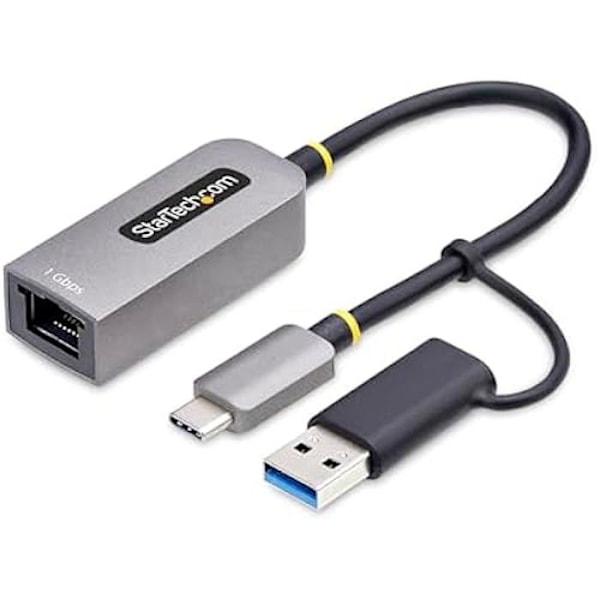StarTech.com USB-C - Ethernet -adapteri USB-A -donglella, 10/100/1000Mbps, USB 3.0 -verkkosovitin Ethernetiin Harmaa