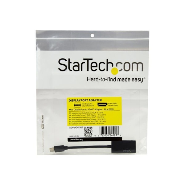 Mini DP til HDMI-adapter - STARTECH - Konverter - Ultra HD 4K - Sort - M/F