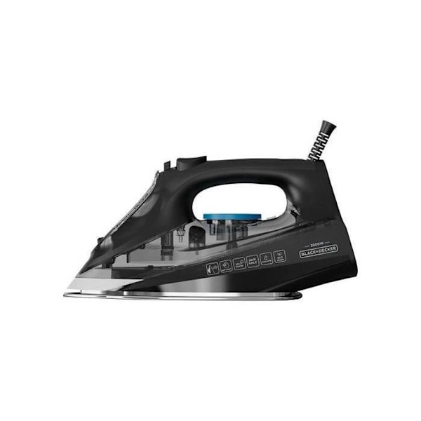BLACK & DECKER - Strygejern - 2800W - 45gr/mn - damptryk 170gr/mn - blå/sort - BXIR2805E Svart