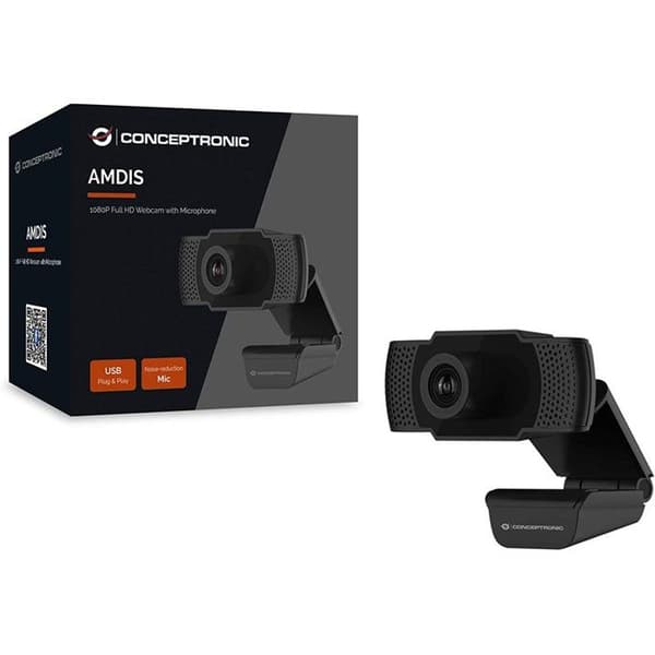 Webcam - CONCEPTRONIC - 1080P - Integroitu mikrofoni - USB - Musta