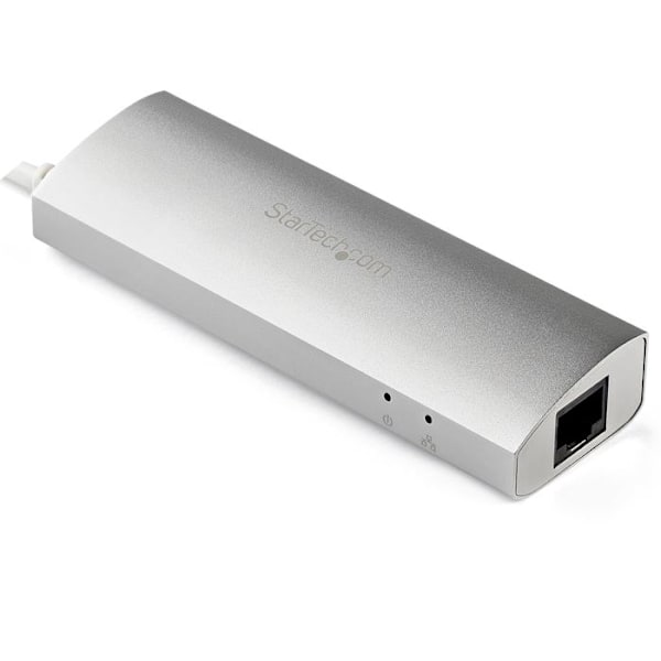 STARTECH Bærbar USB 3.0 Hub - 3 porte med integreret kabel - USB 3.0 Plus Gigabit Ethernet Hub - Aluminium